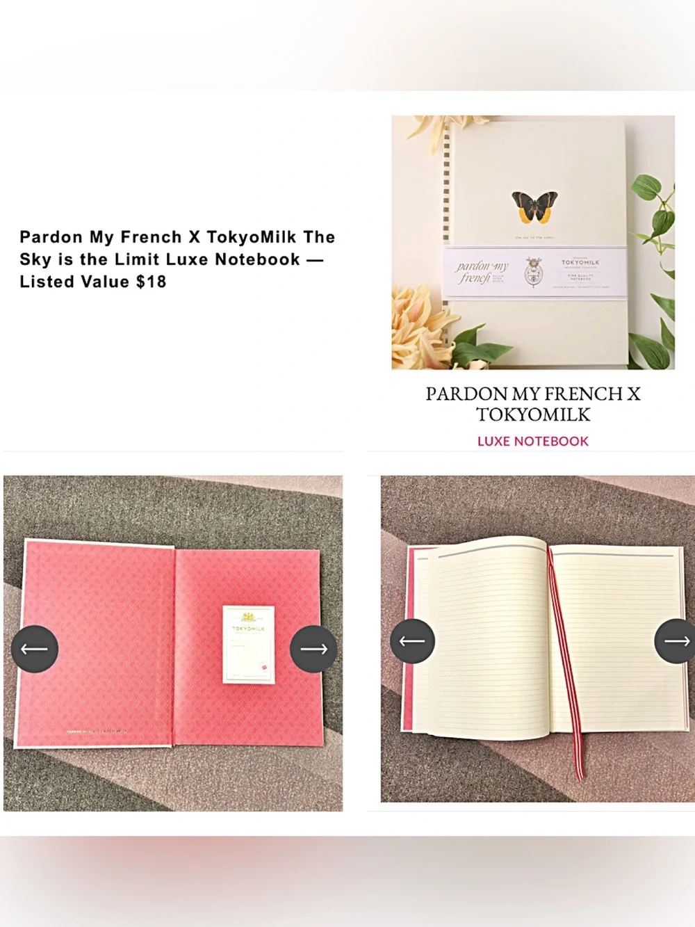 PARDON MY FRENCH X TOKYOMILK Limited Edition Margot Elena Notecards Notebook Wax